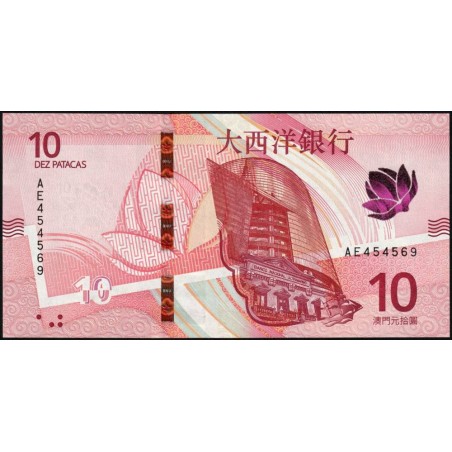 Chine - Macao - Pick 89 A - 10 patacas - Série AE - 18/05/2020 - Etat : NEUF