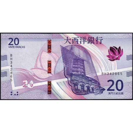 Chine - Macao - Pick 89 B - 20 patacas - Série BH - 18/05/2020 - Etat : NEUF