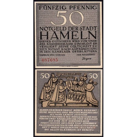 Allemagne - Notgeld - Hameln - 50 pfennig - 01/06/1921 - Etat : SPL