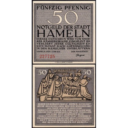 Allemagne - Notgeld - Hameln - 50 pfennig - 01/06/1921 - Etat : NEUF