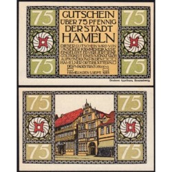 Allemagne - Notgeld - Hameln - 75 pfennig - Type 4 - 01/09/1921 - Etat : NEUF