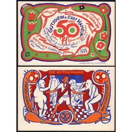 Allemagne - Notgeld - Hameln - 50 pfennig - Type 4 - 01/04/1922 - Etat : SPL