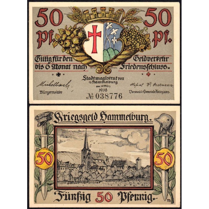 Allemagne - Notgeld - Hammelburg - 50 pfennig - 10/03/1918 (1921) - Etat : pr.NEUF