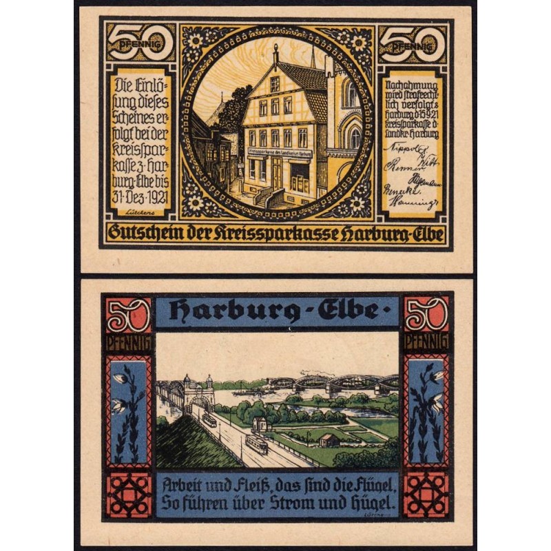 Allemagne - Notgeld - Harburg - 50 pfennig - Type 1 - 15/09/1921 - Etat : NEUF