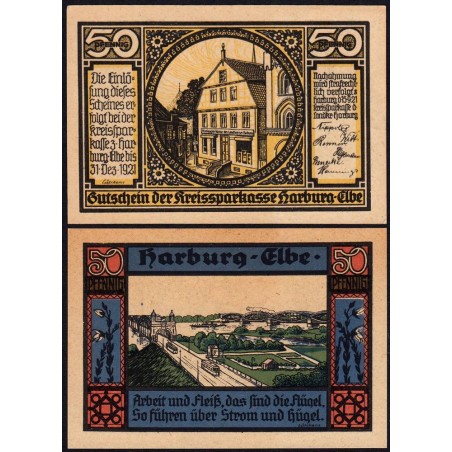 Allemagne - Notgeld - Harburg - 50 pfennig - Type 1 - 15/09/1921 - Etat : pr.NEUF