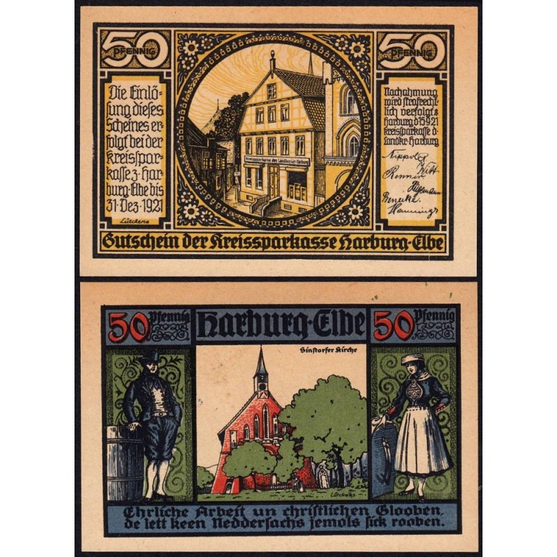 Allemagne - Notgeld - Harburg - 50 pfennig - Type 2 - 15/09/1921 - Etat : NEUF