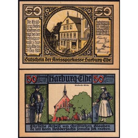 Allemagne - Notgeld - Harburg - 50 pfennig - Type 2 - 15/09/1921 - Etat : NEUF