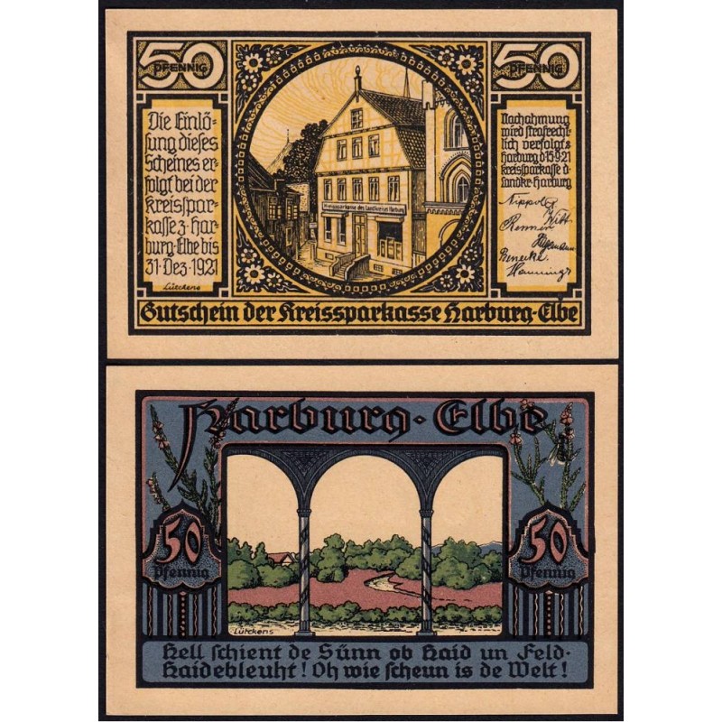 Allemagne - Notgeld - Harburg - 50 pfennig - Type 3 - 15/09/1921 - Etat : pr.NEUF
