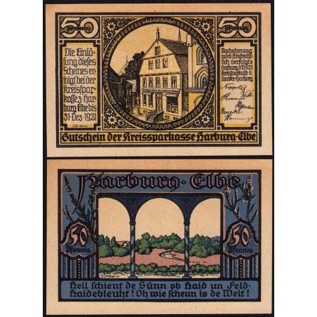 Allemagne - Notgeld - Harburg - 50 pfennig - Type 3 - 15/09/1921 - Etat : NEUF