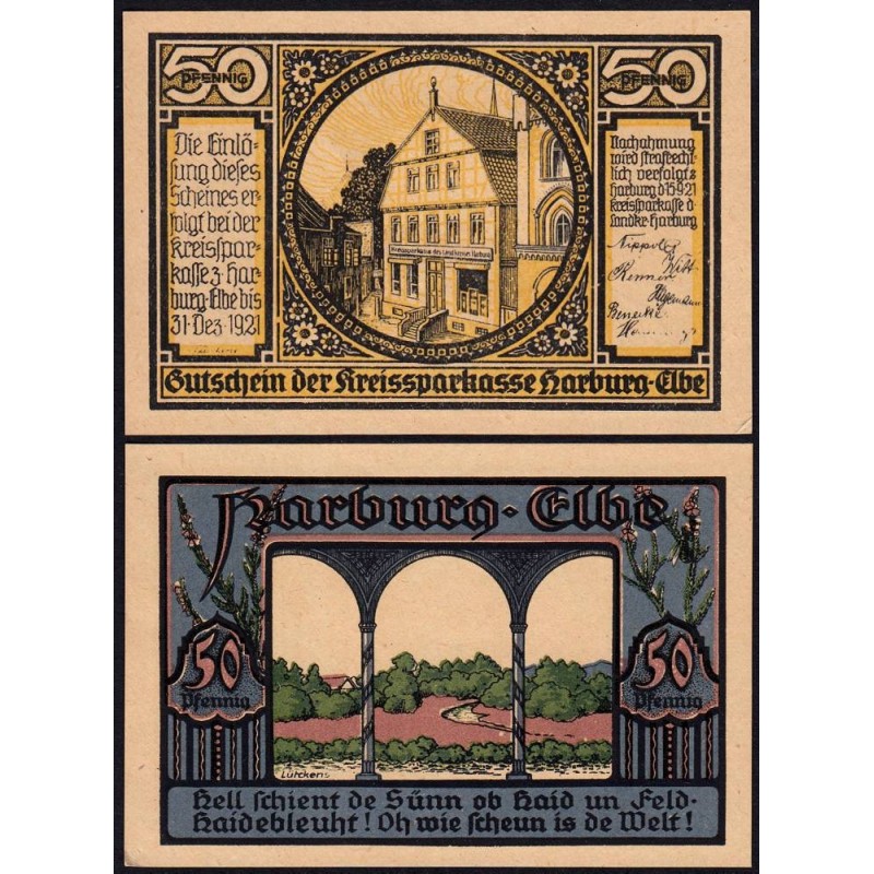 Allemagne - Notgeld - Harburg - 50 pfennig - Type 3 - 15/09/1921 - Etat : SPL