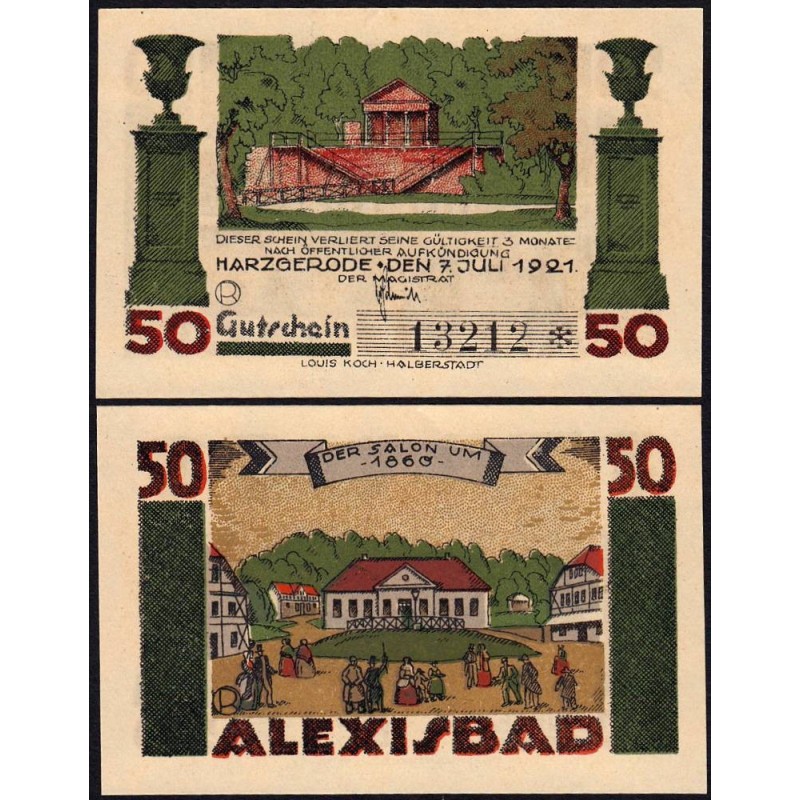 Allemagne - Notgeld - Harzgerode - 50 pfennig - 07/07/1921 - Etat : NEUF