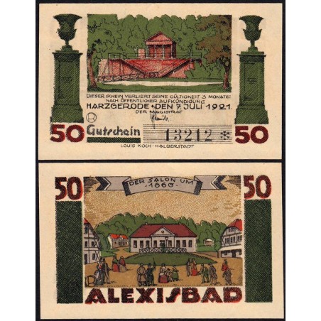 Allemagne - Notgeld - Harzgerode - 50 pfennig - 07/07/1921 - Etat : NEUF