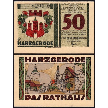 Allemagne - Notgeld - Harzgerode - 50 pfennig - 07/07/1921 - Etat : NEUF