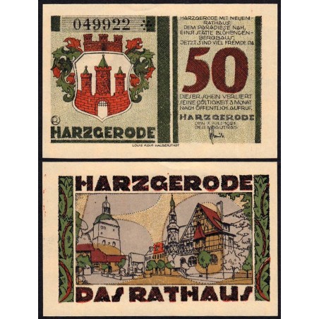 Allemagne - Notgeld - Harzgerode - 50 pfennig - 07/07/1921 - Etat : SPL