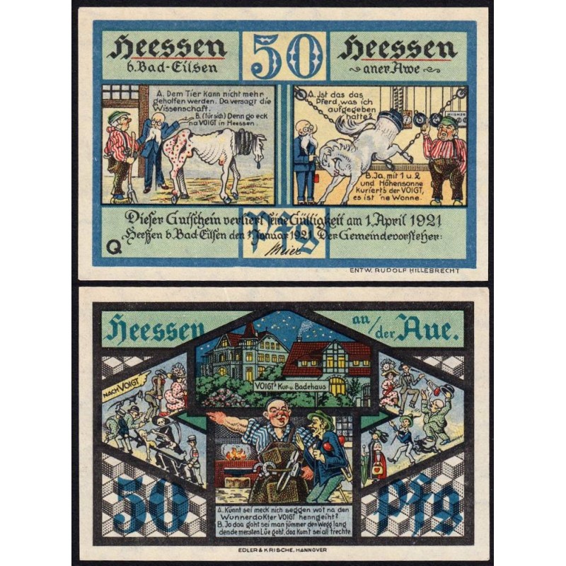 Allemagne - Notgeld - Heessen bei Eilsen - 50 pfennig - Série Q - 01/01/1921 - Etat : SPL