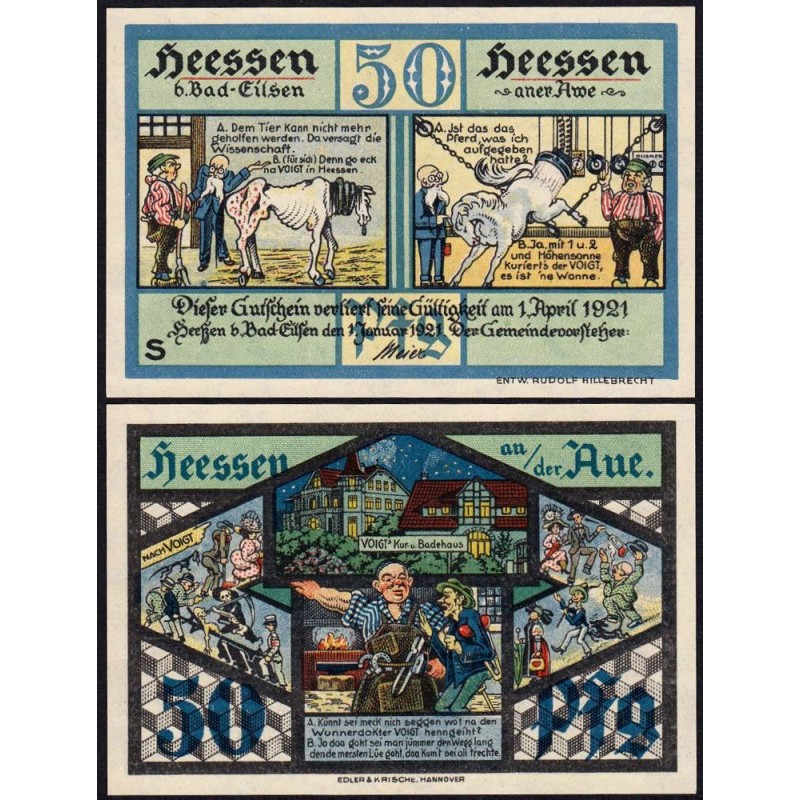 Allemagne - Notgeld - Heessen bei Eilsen - 50 pfennig - Série S - 01/01/1921 - Etat : NEUF