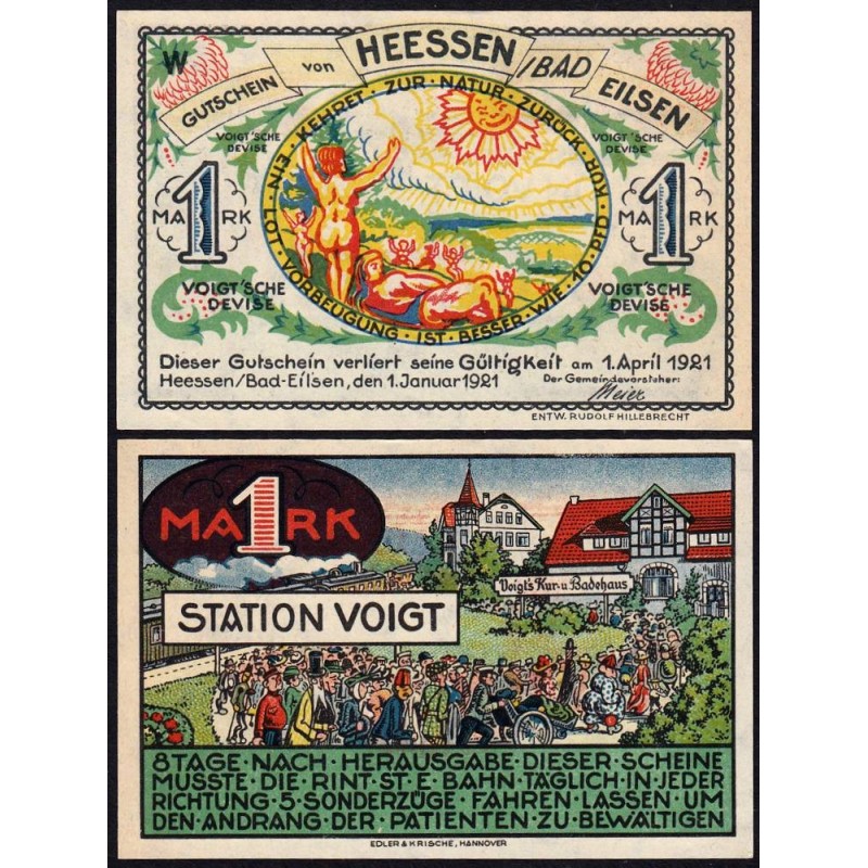 Allemagne - Notgeld - Heessen bei Eilsen - 75 pfennig - Série W - 01/01/1921 - Etat : SPL+
