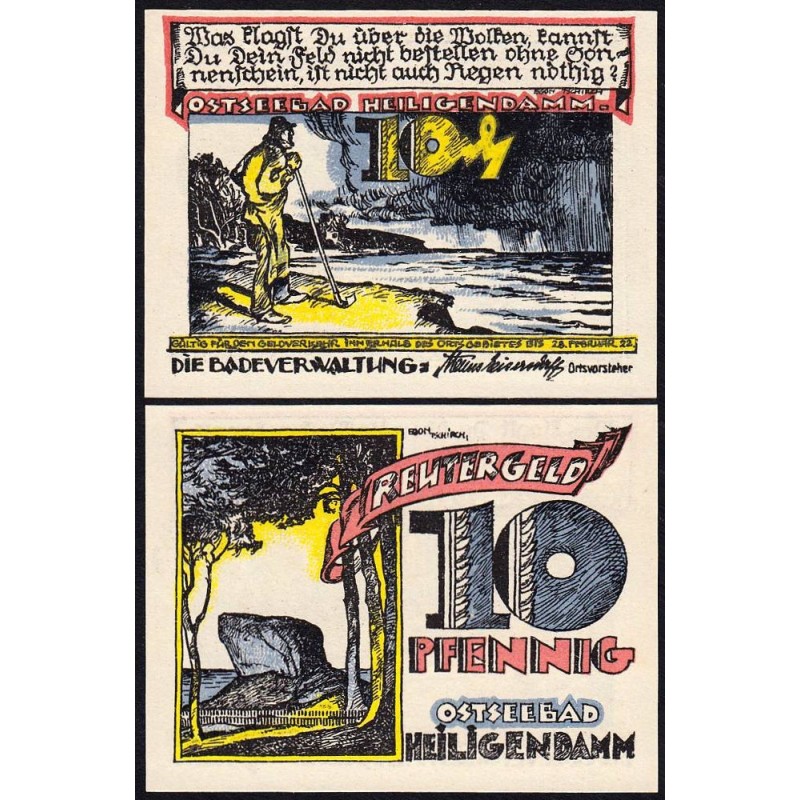 Allemagne - Notgeld - Heiligendamm - 10 pfennig - 1922 - Etat : pr.NEUF