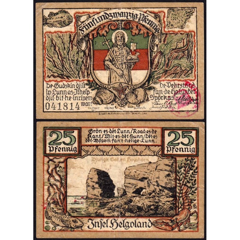 Allemagne - Notgeld - Helgoland - 25 pfennig - Type 3 - 04/1921 - Etat : TB+