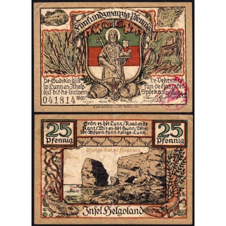 Allemagne - Notgeld - Helgoland - 25 pfennig - Type 3 - 04/1921 - Etat : TB+