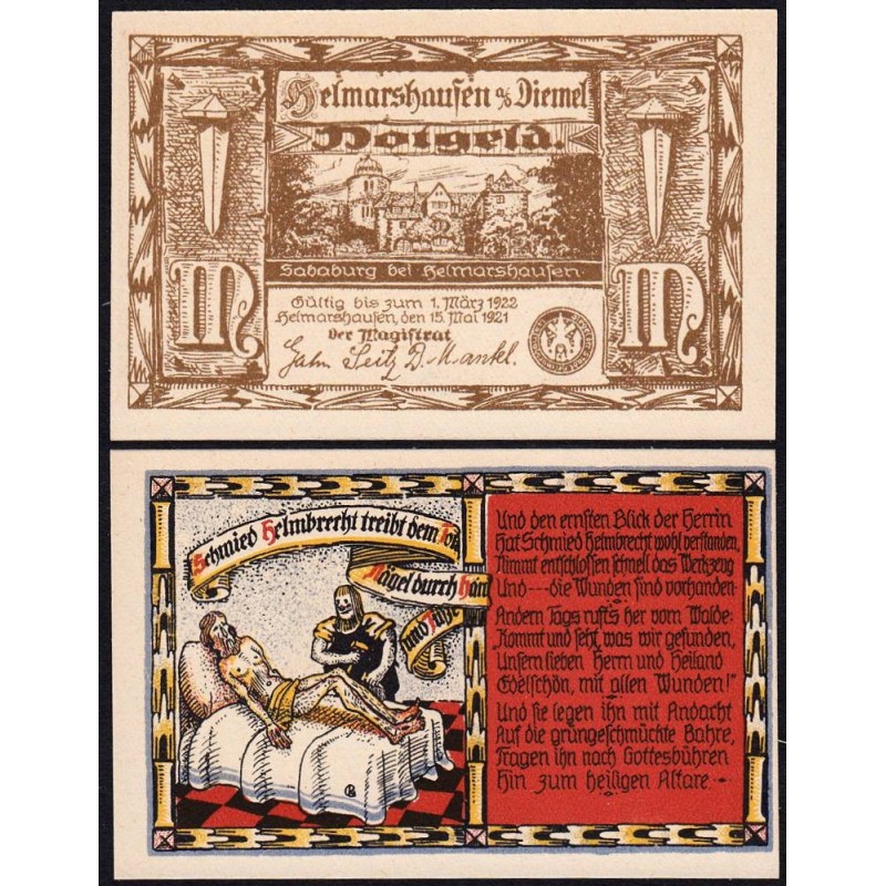 Allemagne - Notgeld - Helmarshausen - 1 mark - 15/05/1921 - Etat : NEUF