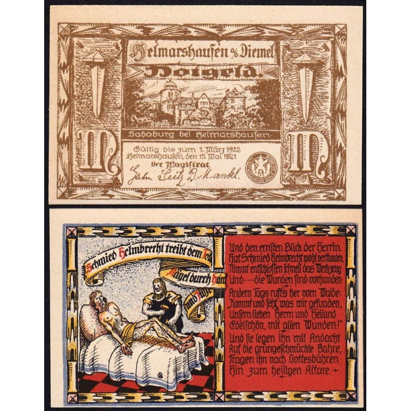 Allemagne - Notgeld - Helmarshausen - 1 mark - 15/05/1921 - Etat : NEUF