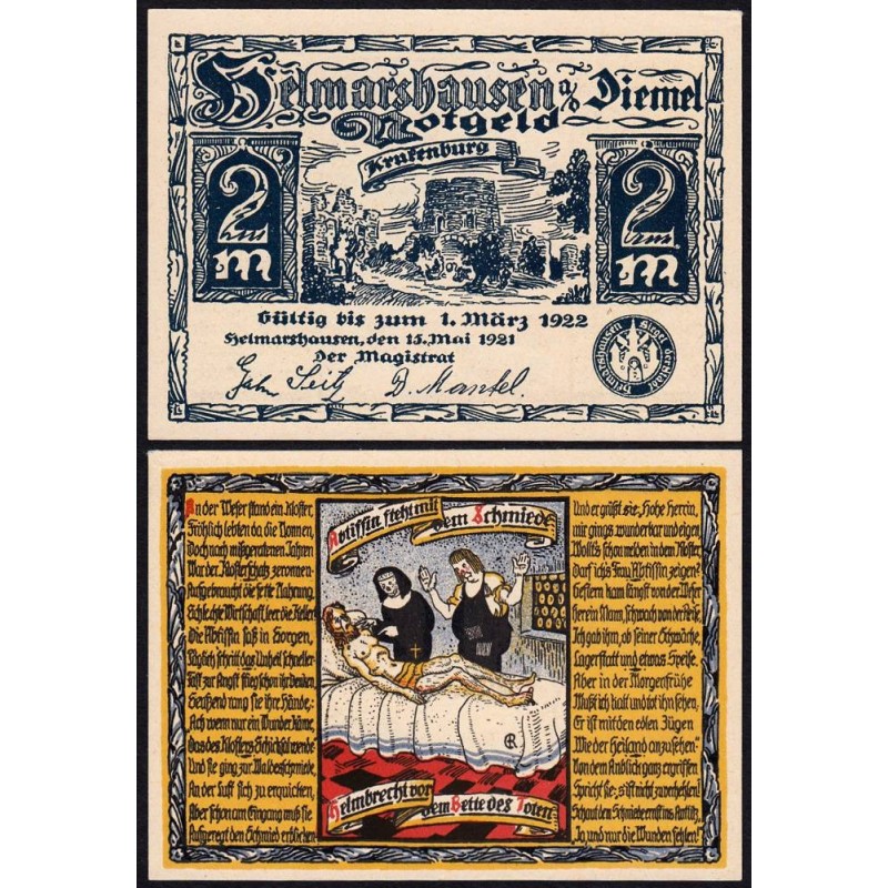 Allemagne - Notgeld - Helmarshausen - 2 mark - 15/05/1921 - Etat : NEUF