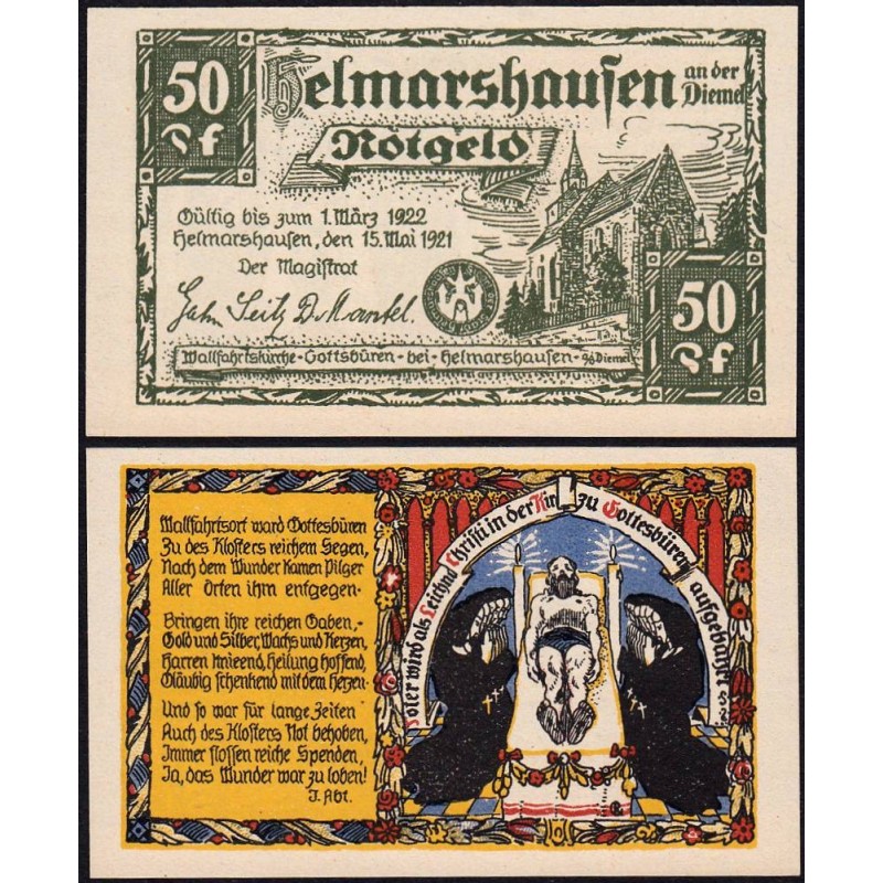 Allemagne - Notgeld - Helmarshausen - 50 pfennig - 15/05/1921 - Etat : NEUF