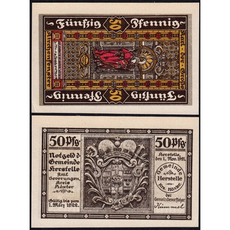 Allemagne - Notgeld - Herstelle - 50 pfennig - 01/11/1921 - Etat : SPL