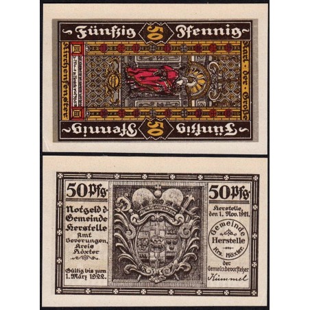 Allemagne - Notgeld - Herstelle - 50 pfennig - 01/11/1921 - Etat : SPL