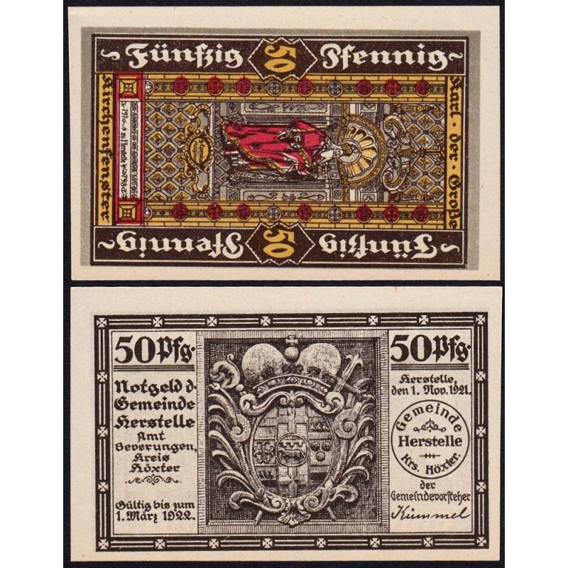 Allemagne - Notgeld - Herstelle - 50 pfennig - 01/11/1921 - Etat : NEUF