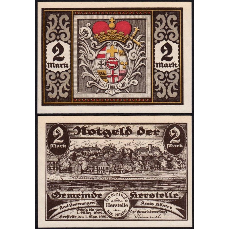 Allemagne - Notgeld - Herstelle - 2 mark - 01/11/1921 - Etat : SPL