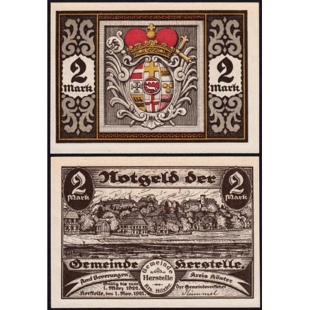Allemagne - Notgeld - Herstelle - 2 mark - 01/11/1921 - Etat : SPL