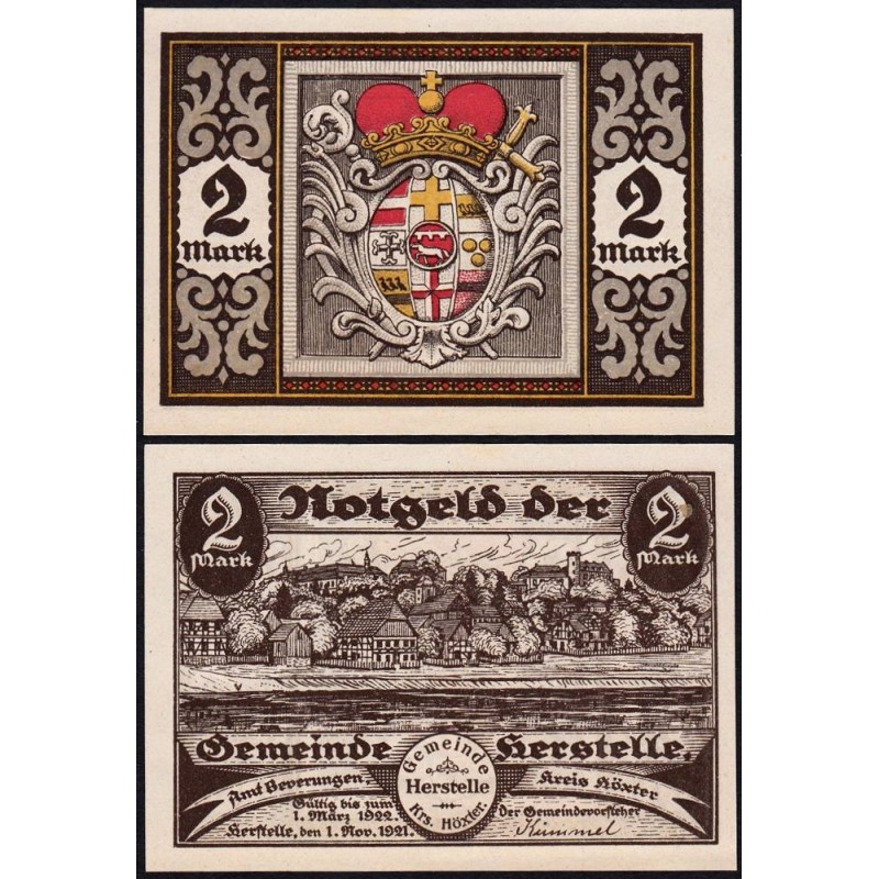 Allemagne - Notgeld - Herstelle - 2 mark - 01/11/1921 - Etat : SPL+