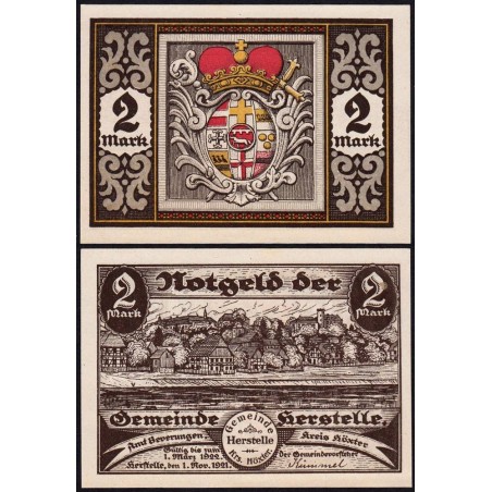 Allemagne - Notgeld - Herstelle - 2 mark - 01/11/1921 - Etat : SPL+