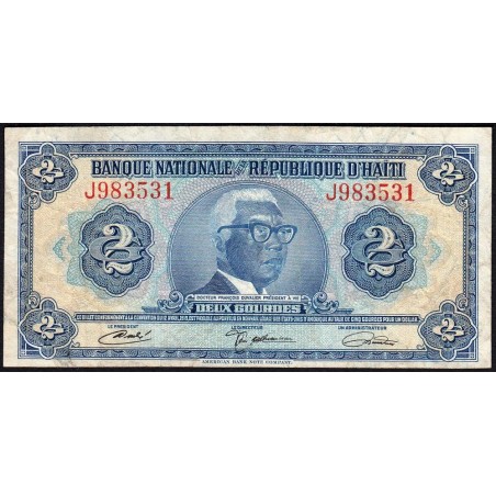 Haïti - Pick 201_2 - 2 gourdes - Série J - 12/04/1919 (1971) - Etat : TB