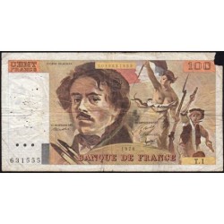 F 68-01 - 1978 - 100 francs - Delacroix - Série T.1 - Etat : B-
