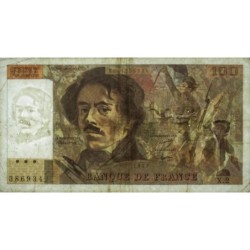 F 68-02 - 1978 - 100 francs - Delacroix - Série X.2 - Etat : TB