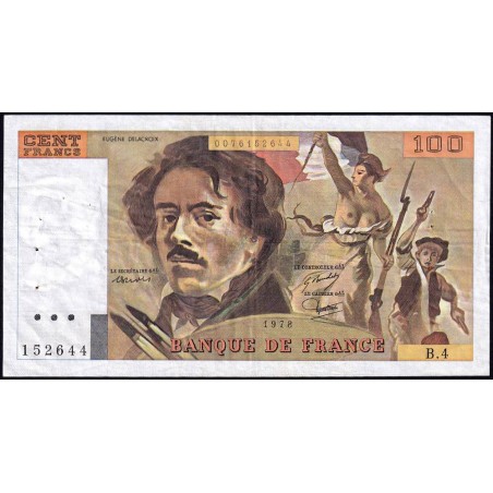 F 69-01c - 1978 - 100 francs - Delacroix - Série B.4 - Etat : TB+