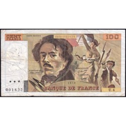 F 69-01c - 1978 - 100 francs - Delacroix - Série U.4 - Etat : TB-