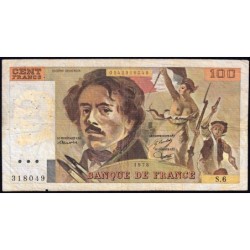 F 69-01d - 1978 - 100 francs - Delacroix - Série S.6 - Etat : B+