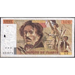 F 69-01e - 1978 - 100 francs - Delacroix - Série G.8 - Etat : B+