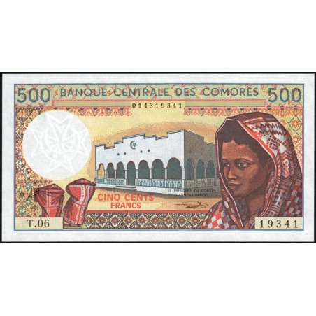 Comores - Pick 10b_3 - 500 francs - Série T.06 - 1997 - Etat : NEUF