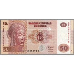 Rép. Démocr. du Congo - Pick 97B - 50 francs - Série KF B - 04/01/2022 - Etat : NEUF
