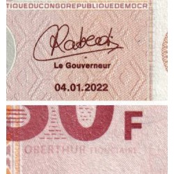 Rép. Démocr. du Congo - Pick 97B - 50 francs - Série KF B - 04/01/2022 - Etat : NEUF