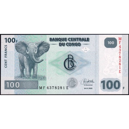 Rép. Démocr. du Congo - Pick 98B - 100 francs - Série MF E - 04/01/2022 - Etat : NEUF