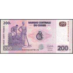 Rép. Démocr. du Congo - Pick 99B - 200 francs - Série ND X - 04/01/2022 - Etat : NEUF