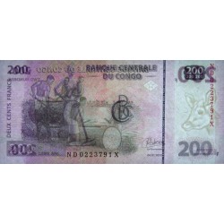 Rép. Démocr. du Congo - Pick 99B - 200 francs - Série ND X - 04/01/2022 - Etat : NEUF