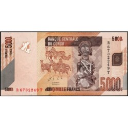 Rép. Démocr. du Congo - Pick 102b - 5'000 francs - Série R T - 30/06/2013 - Etat : NEUF
