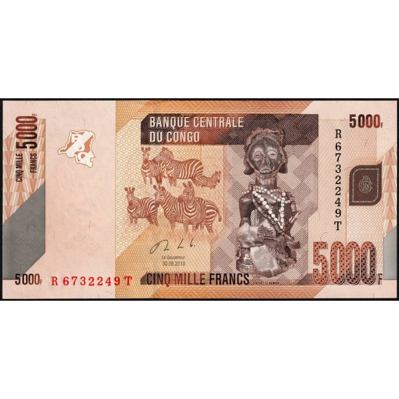 Rép. Démocr. du Congo - Pick 102b - 5'000 francs - Série R T - 30/06/2013 - Etat : NEUF